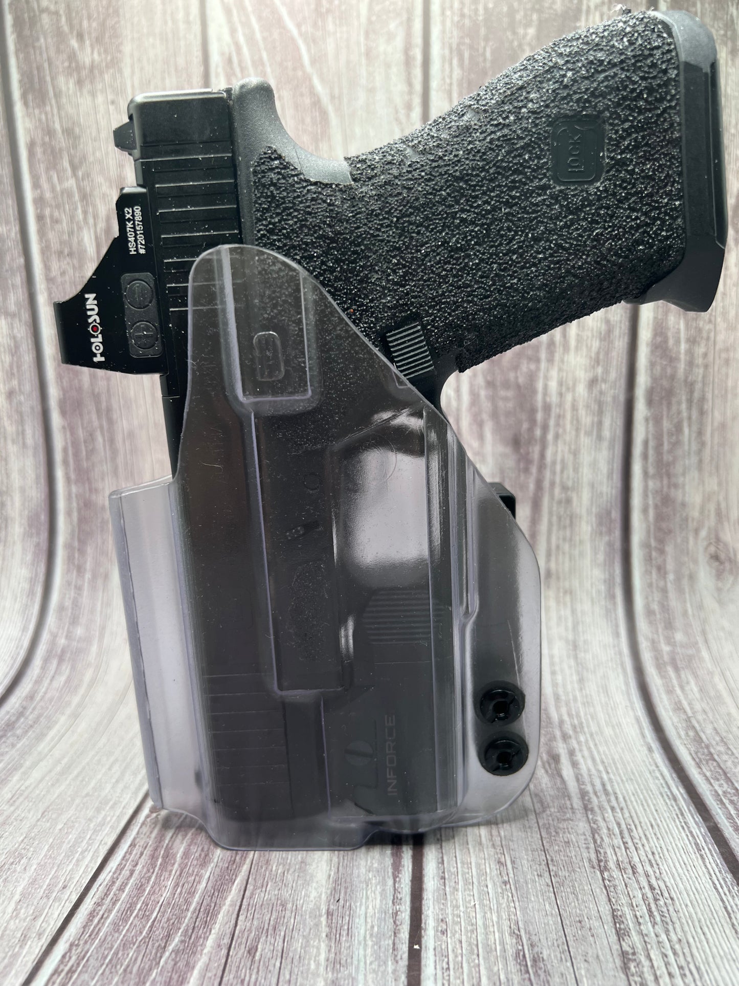 Light Bearing IWB Holster for Glock 19/19X/45 Pistol.